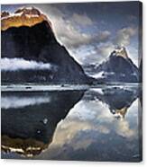 Mitre Peak Reflecting In Milford Sound Canvas Print