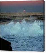 Moon-rise Over The Pacific Canvas Print