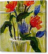 Narrow Window Flowers Canvas Print