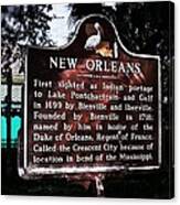 New Orleans History Marker Canvas Print