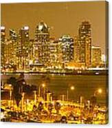 Nightscape Of San Diego Bay Canvas Print