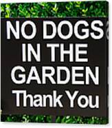 No Dogs In The Garden Thank You Canvas Print