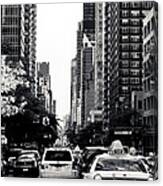 Nyc Traffic In Black And White Canvas Print