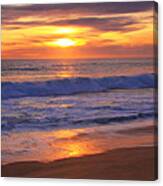 Pacific Surf At Sunset Canvas Print