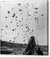 Paratroopers Jump From From C-119s Canvas Print