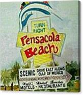 Pensacola Beach Sign Canvas Print