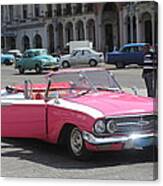 Pink Chevy In Havana Canvas Print
