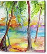 Pink Sands And Palms Island Dreams Watercolor Canvas Print