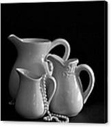Pitchers By The Window In Black And White Canvas Print