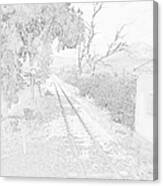 Railroad Crossing In Pencil Sketch Look On The Way From Mycenae To Olympia In Greece Canvas Print
