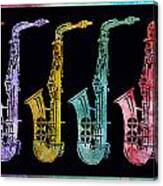 Rainbow Saxophones Canvas Print