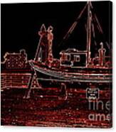 Red Electric Neon Boat On Sc Wharf Canvas Print