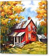Red House In Autumn Canvas Print