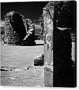 Remains Of The 6th Century Round Tower And Reconstructed Sundial Nendrum County Down Ireland Canvas Print