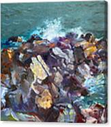 Rocks Against The Ocean Canvas Print