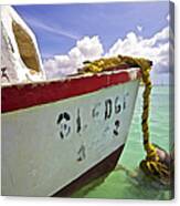 Rustic Fishing Boat Sledge Of Aruba Canvas Print