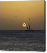 Sailing At Sunset In The Caribbean Canvas Print
