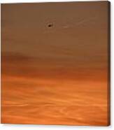 Sky Sunset With A Helicopter In The Distance Canvas Print