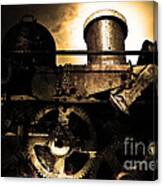 Steampunk Railway Transcontinental Line . Where Steam Is Still King . Gold Version Canvas Print
