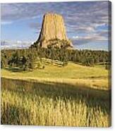 Sunset On Devils Tower Wyoming United Canvas Print