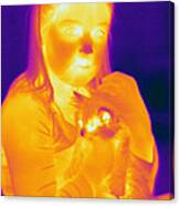 Thermogram Of A Girl And Cat Canvas Print