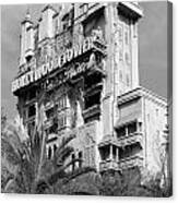 Twilight Zone Tower Of Terror Vertical Hollywood Studios Walt Disney World Prints Black And White Canvas Print
