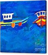 Two Fishing Boats At Sea Canvas Print