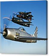 Two Grumman F8f Bearcats And Two F7f Canvas Print