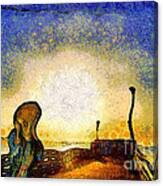 Van Gogh Screams On The Berkeley Pier Under A Starry Night . Img3188 Canvas Print