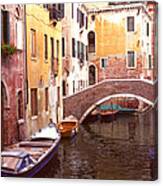 Venice Bridge Over A Small Canal. Canvas Print