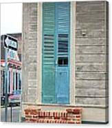 Vintage Dual Color Wooden Door And Brick Stoop French Quarter New Orleans Accented Edges Digital Art Canvas Print