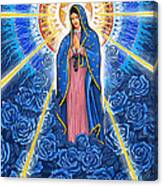 Virgin Of The Blue Roses Canvas Print