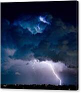 Clouds Of Light Lightning Striking Boulder County Colorado Canvas Print