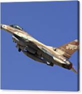 Iaf F-16a Fighter Jet On Blue Sky Canvas Print