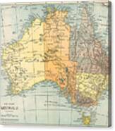 Map Of Australia, C1890 Canvas Print