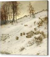 A Flock Of Sheep In A Snowstorm #1 Canvas Print