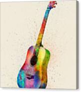 Acoustic Guitar Abstract Watercolor Canvas Print