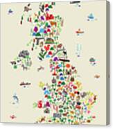 Animal Map Of Great Britain For Children And Kids #1 Canvas Print