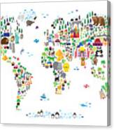 Animal Map Of The World For Children And Kids Canvas Print