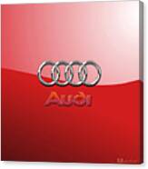Audi - 3d Badge On Red Canvas Print