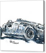 Auto Union Typ C Classic Racecar Ink Drawing And Watercolor #1 Canvas Print