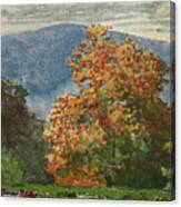 Autumn Foliage With Two Youths Fishing #4 Canvas Print
