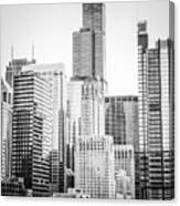 Chicago With Sears Willis Tower In Black And White #1 Canvas Print