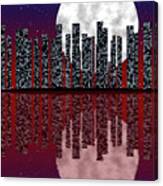City Skyline At Full Mooncity Skyline With Fullmoon #1 Canvas Print