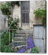 French Staircase With Flowers Canvas Print