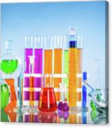 Laboratory Glass Set Filled With Colorful Substances. #1 Canvas Print