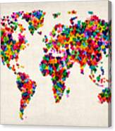 Love Hearts Map Of The World Map Canvas Print