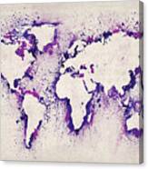 Map Of The World Paint Splashes #1 Canvas Print