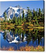 Mount Shuksan Reflected In Picture Lake In Fall #2 Canvas Print