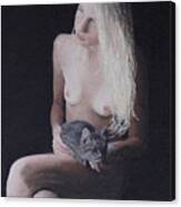 Nude And Cat #1 Canvas Print